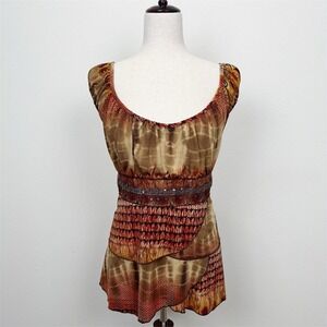 Vtg Venezia Top Womens 18/20 Plus Brown Grunge Whimsigoth Witchy Vamp Y2K Goblin